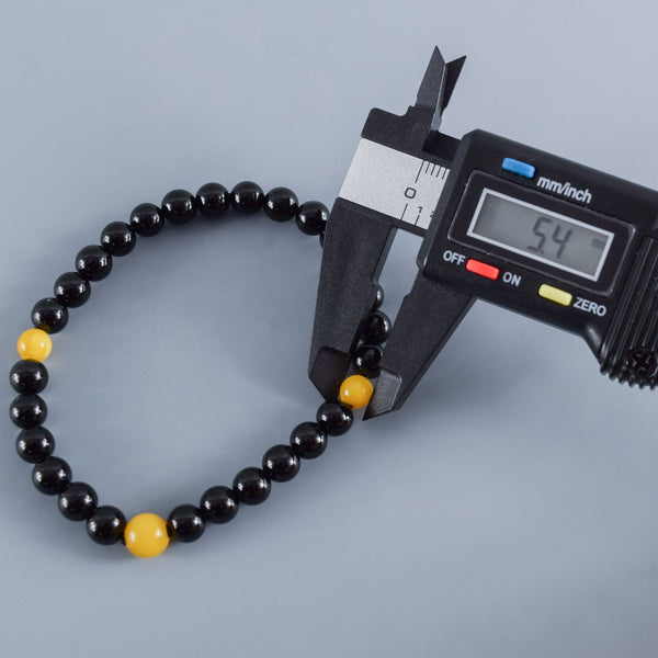 6mm  黒オニキス  蝋琥珀  ブレスレット  腕輪  数珠   京都   天然石