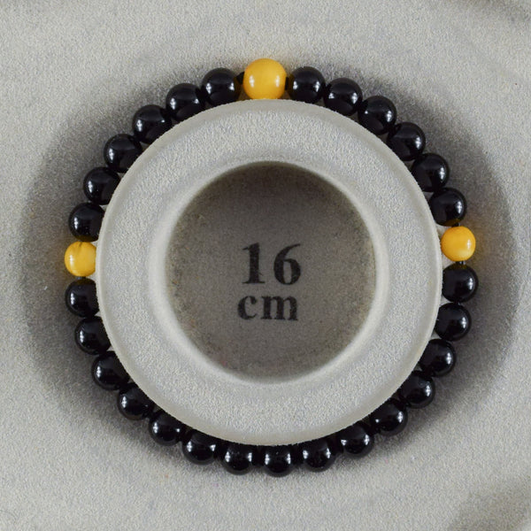 6mm  黒オニキス  蝋琥珀  ブレスレット  腕輪  数珠   京都   天然石