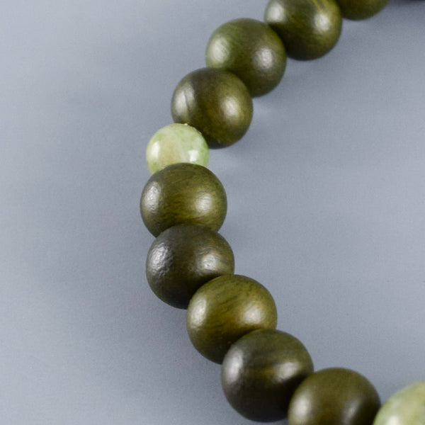 8mm Lignum Vitae Wood With Dushan Jade Bracelet