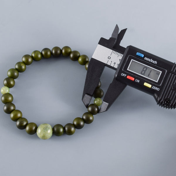 8mm Lignum Vitae Wood With Dushan Jade Bracelet