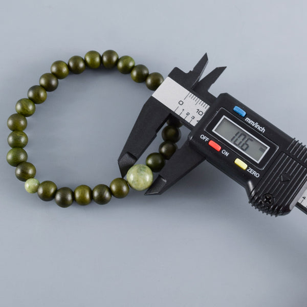 8mm Lignum Vitae Wood With Dushan Jade Bracelet