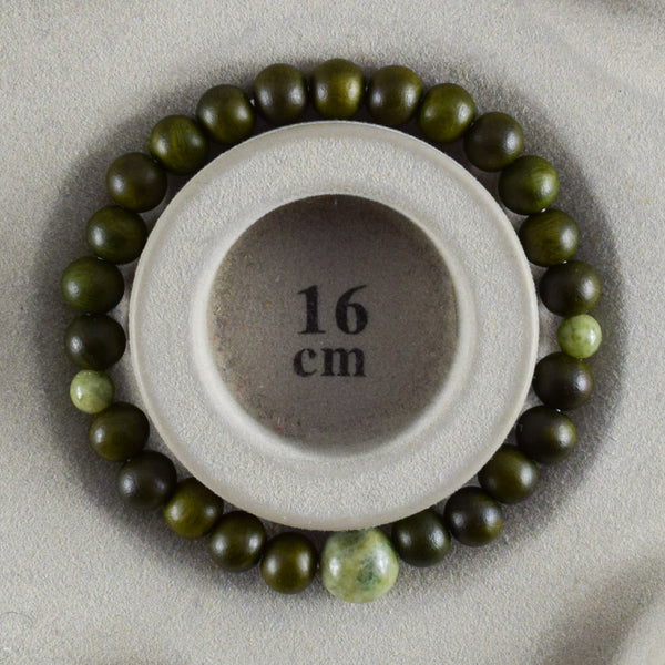 8mm Lignum Vitae Wood With Dushan Jade Bracelet