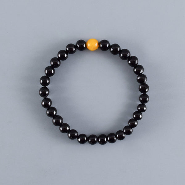6mm  黒オニキス  蝋琥珀  ブレスレット  腕輪  数珠   京都   天然石