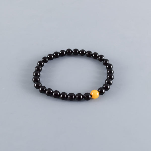 6mm  黒オニキス  蝋琥珀  ブレスレット  腕輪  数珠   京都   天然石