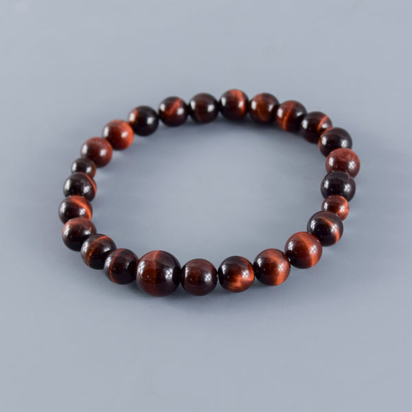 8mm Blue/Red/Brown/White Tiger Eye Bracelet 4 Colors