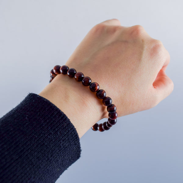 8mm Blue/Red/Brown/White Tiger Eye Bracelet 4 Colors