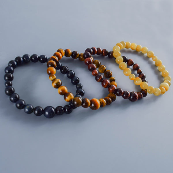 8mm Blue/Red/Brown/White Tiger Eye Bracelet 4 Colors