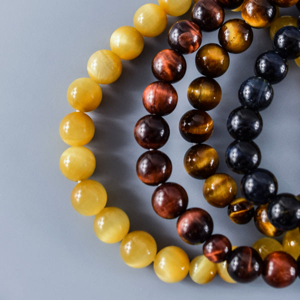 8mm Blue/Red/Brown/White Tiger Eye Bracelet 4 Colors