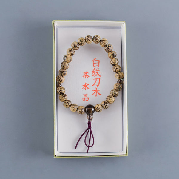 8mm 白鉄刀木 茶水晶 腕輪