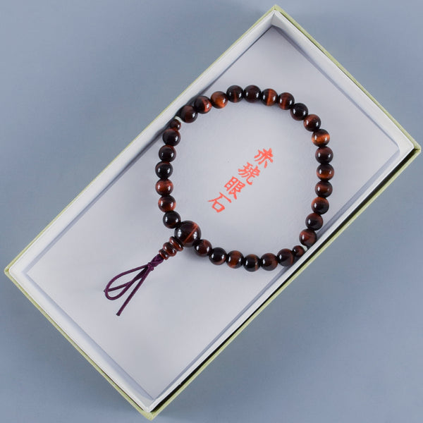 6mm 青/赤/茶/白 虎眼石 四色 腕輪 ボサ付き 京都 天然石 数珠