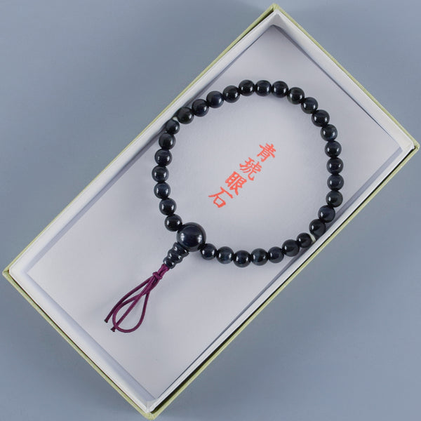 6mm 青/赤/茶/白 虎眼石 四色 腕輪 ボサ付き 京都 天然石 数珠