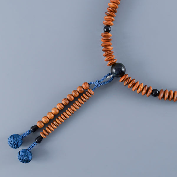 27cm Tendai Yakusugi Cedar Wood With Blue Tiger eye Beads Juzu Prayer Beads