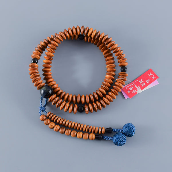 27cm Tendai Yakusugi Cedar Wood With Blue Tiger eye Beads Juzu Prayer Beads