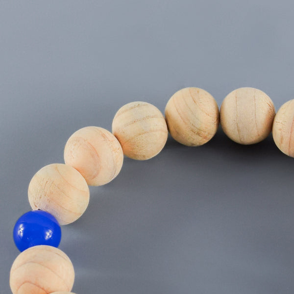 Fuji Hinoki Cypress Wood With Blue Agate Bracelet 3 Size