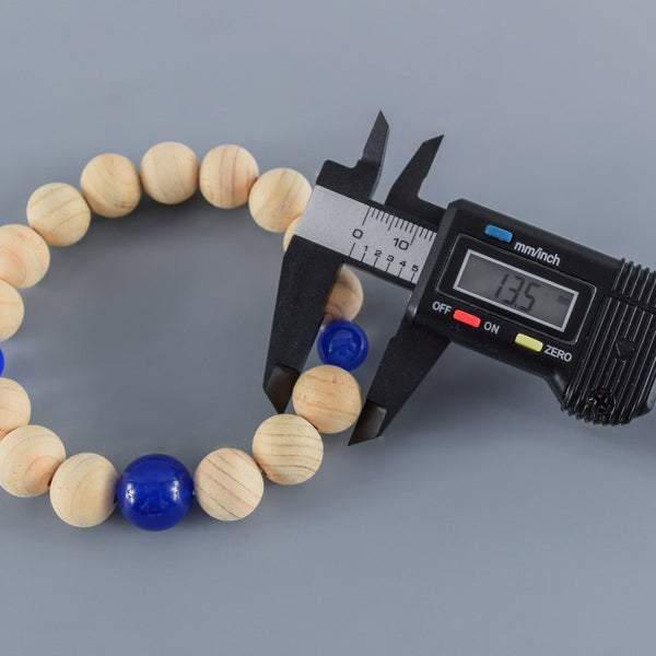 Fuji Hinoki Cypress Wood With Blue Agate Bracelet 3 Size