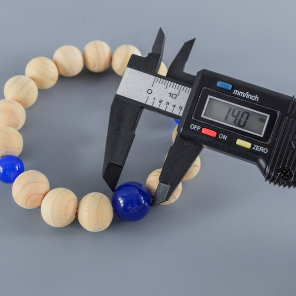 Fuji Hinoki Cypress Wood With Blue Agate Bracelet 3 Size