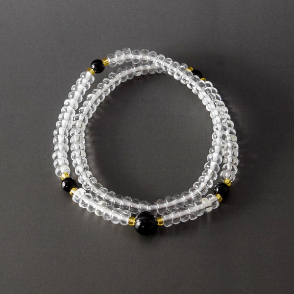 5mm Crystal Black Onyx Citrine 108 Beads Japanese Juzu Double Bracelet