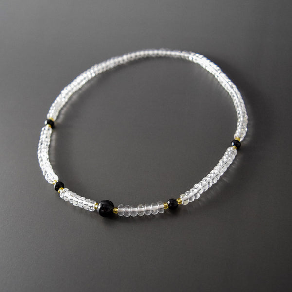 5mm Crystal Black Onyx Citrine 108 Beads Japanese Juzu Double Bracelet