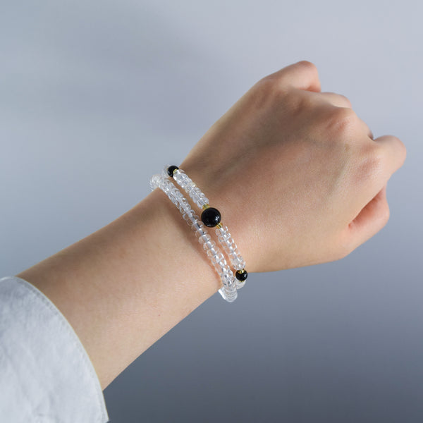 5mm Crystal Black Onyx Citrine 108 Beads Japanese Juzu Double Bracelet