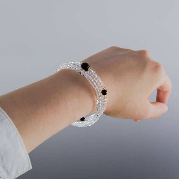5mm Crystal Black Onyx Citrine 108 Beads Japanese Juzu Double Bracelet