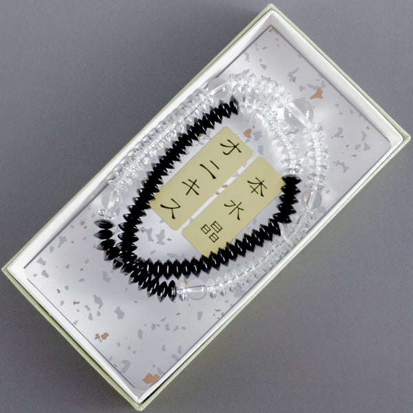 Crystal with Black Onyx Abacus 108 Beads Japanese Juzu Double Bracelet