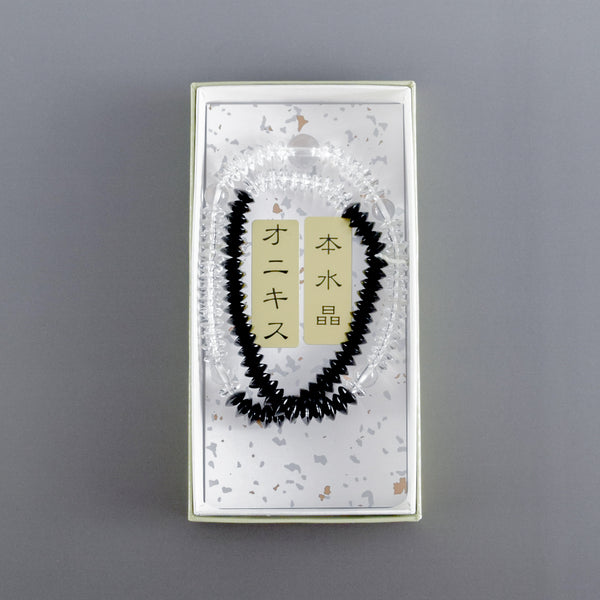 Crystal with Black Onyx Abacus 108 Beads Japanese Juzu Double Bracelet