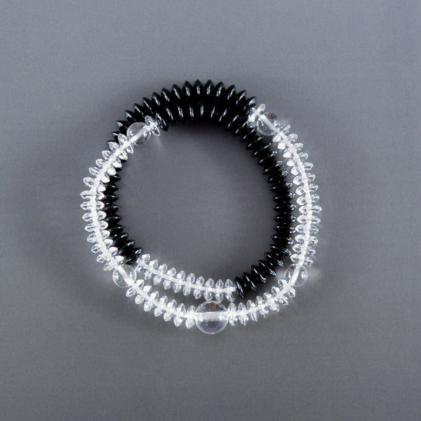 Crystal with Black Onyx Abacus 108 Beads Japanese Juzu Double Bracelet