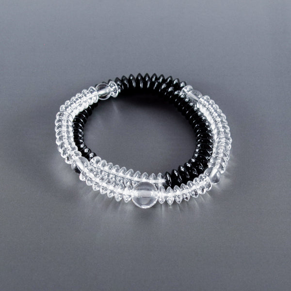 Crystal with Black Onyx Abacus 108 Beads Japanese Juzu Double Bracelet
