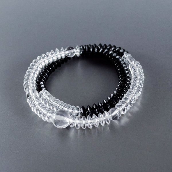 Crystal with Black Onyx Abacus 108 Beads Japanese Juzu Double Bracelet