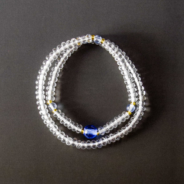 5mm Crystal Blue Quartz Citrine 108 Beads Japanese Juzu Double Bracelet