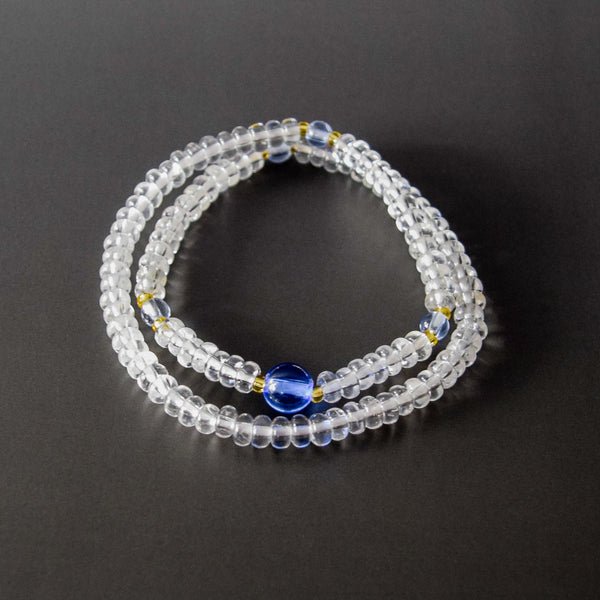 5mm Crystal Blue Quartz Citrine 108 Beads Japanese Juzu Double Bracelet