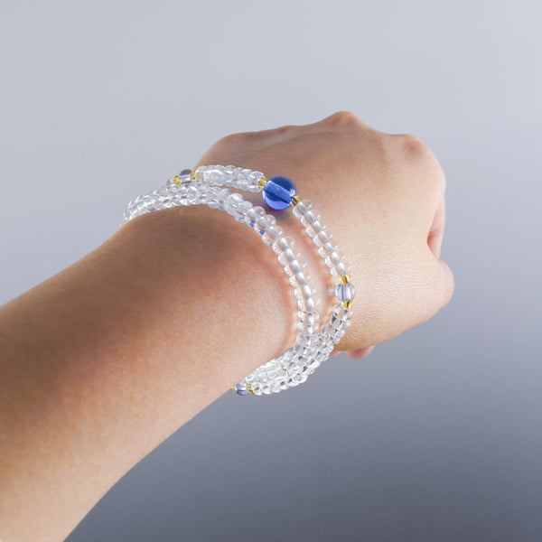 5mm Crystal Blue Quartz Citrine 108 Beads Japanese Juzu Double Bracelet