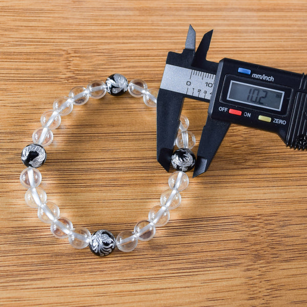 Crystal with Black Onyx Four Symbols Carving Japanese Beads Bracelet