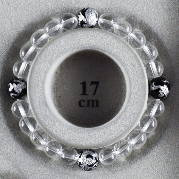 Crystal with Black Onyx Four Symbols Carving Japanese Beads Bracelet