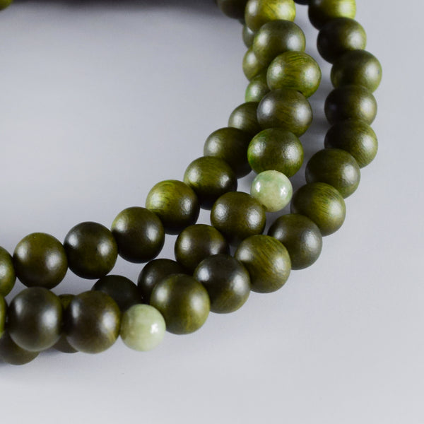 8mm 108 beads Lignum Vitae Wood With Dushan Jade Japanese Juzu Bracelet