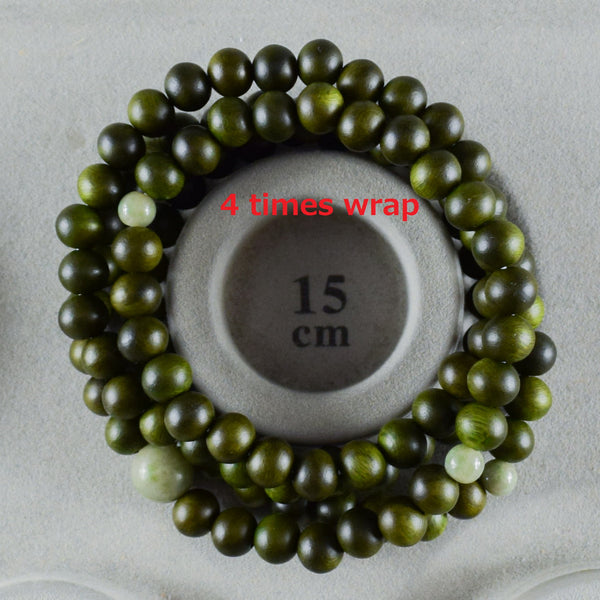 8mm 108 beads Lignum Vitae Wood With Dushan Jade Japanese Juzu Bracelet