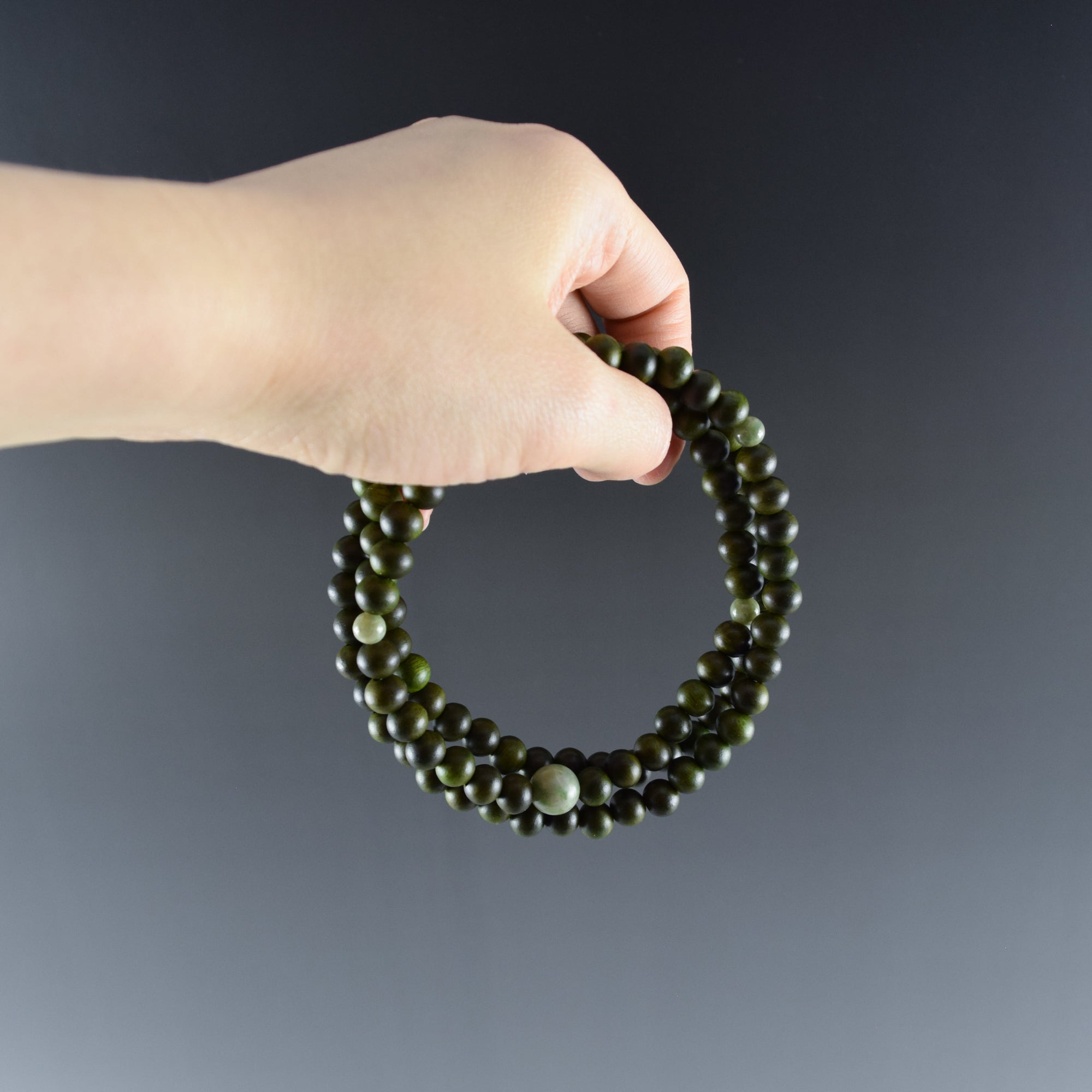 【N.YAさん専用】陰陽瑪瑙ブレスレット 8mm 108 beads Lignum Vitae Wood With Dushan Jade Japanese Juzu