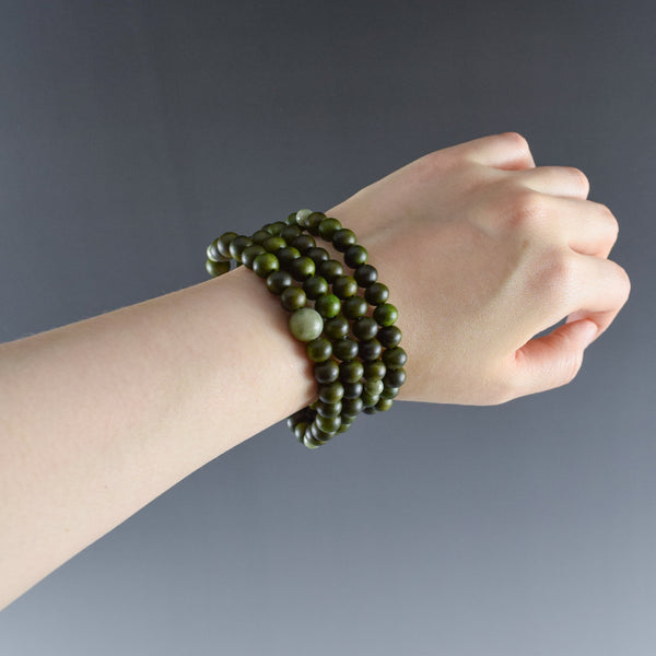 8mm 108 beads Lignum Vitae Wood With Dushan Jade Japanese Juzu Bracelet