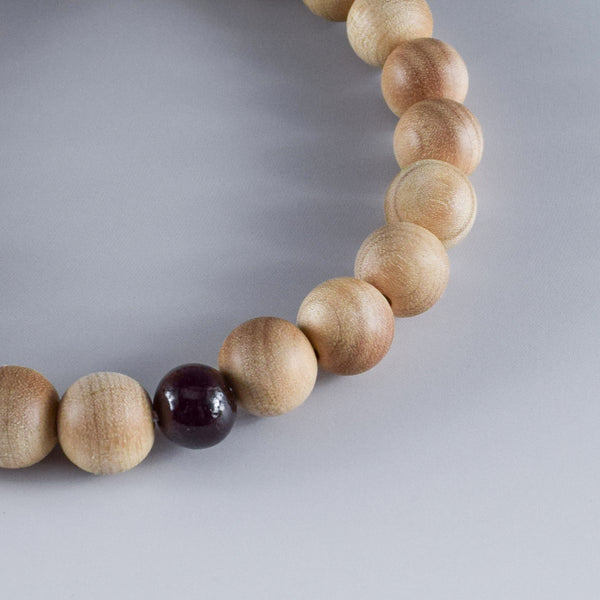 8mm/13mm Cherry Blossoms Wood With Rosewood Makie Beads Strawberry quartz Juzu One-handed Prayer Beads 2 types
