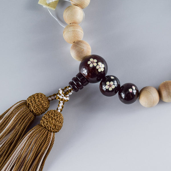8mm/13mm Cherry Blossoms Wood With Rosewood Makie Beads Strawberry quartz Juzu One-handed Prayer Beads 2 types