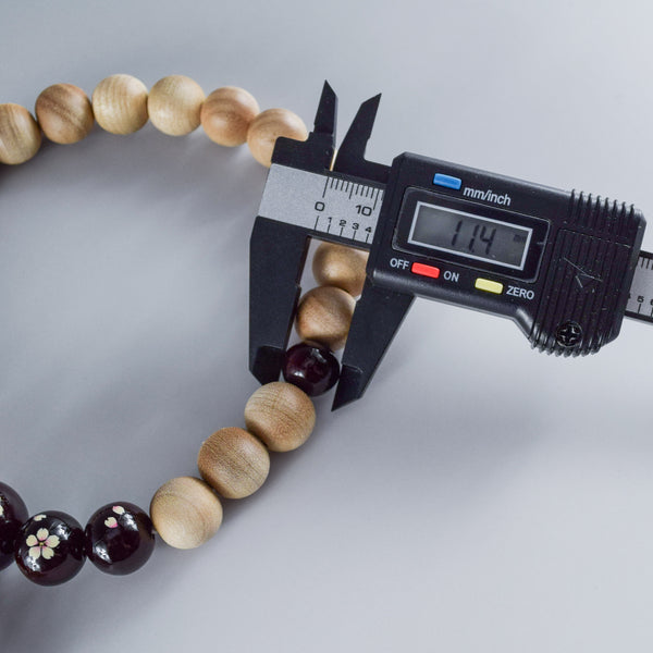 8mm/13mm Cherry Blossoms Wood With Rosewood Makie Beads Strawberry quartz Juzu One-handed Prayer Beads 2 types