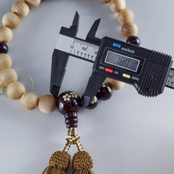 8mm/13mm Cherry Blossoms Wood With Rosewood Makie Beads Strawberry quartz Juzu One-handed Prayer Beads 2 types