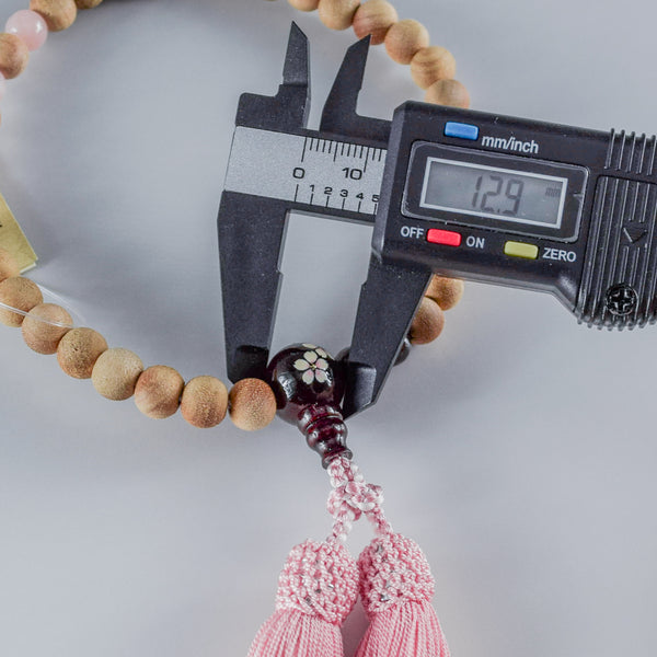 8mm/13mm Cherry Blossoms Wood With Rosewood Makie Beads Strawberry quartz Juzu One-handed Prayer Beads 2 types