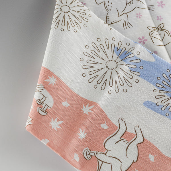 50cm / 75cm Cotton Furoshiki - Chōjū-giga Four seasons