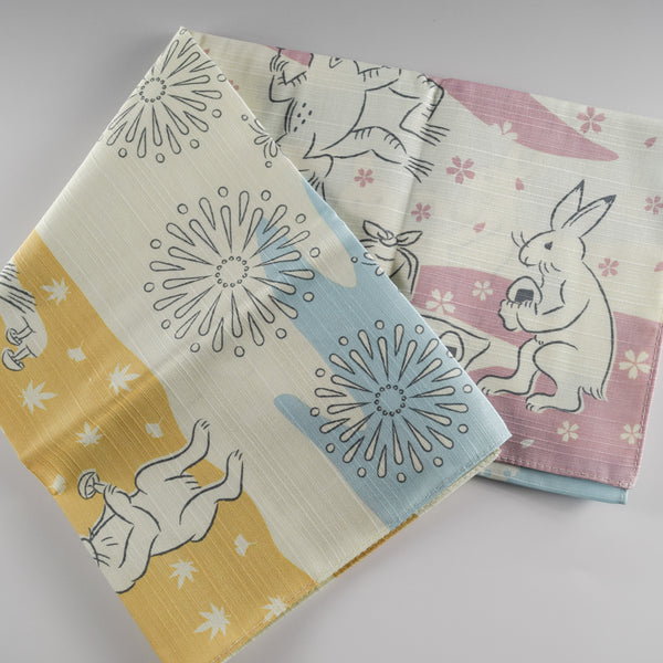 50cm / 75cm Cotton Furoshiki - Chōjū-giga Four seasons