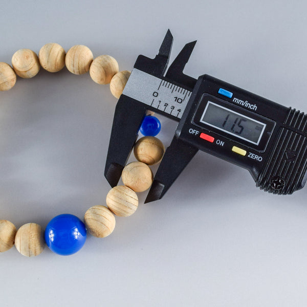 Fuji Hinoki Cypress Wood With Blue Agate Bracelet 3 Size