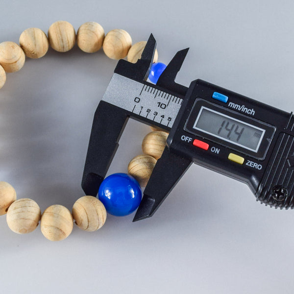Fuji Hinoki Cypress Wood With Blue Agate Bracelet 3 Size