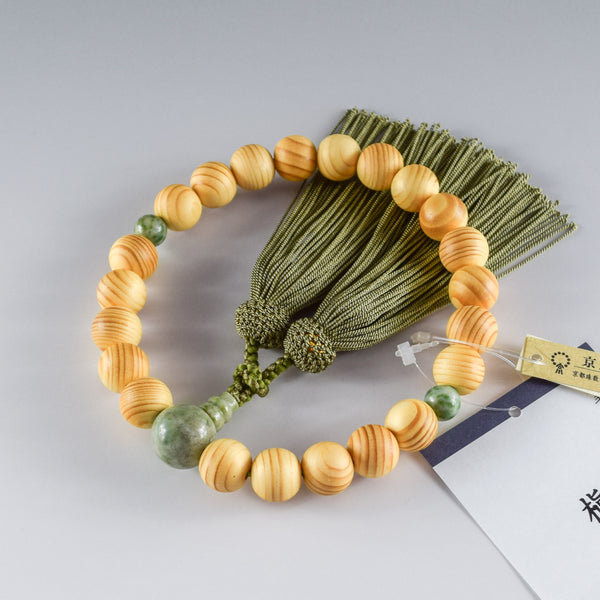 Japanese Umbrella-Pine Maki with Dushan Jade Juzu One-handed Prayer Beads
