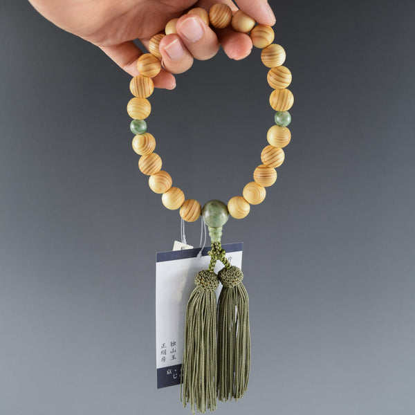 Japanese Umbrella-Pine Maki with Dushan Jade Juzu One-handed Prayer Beads