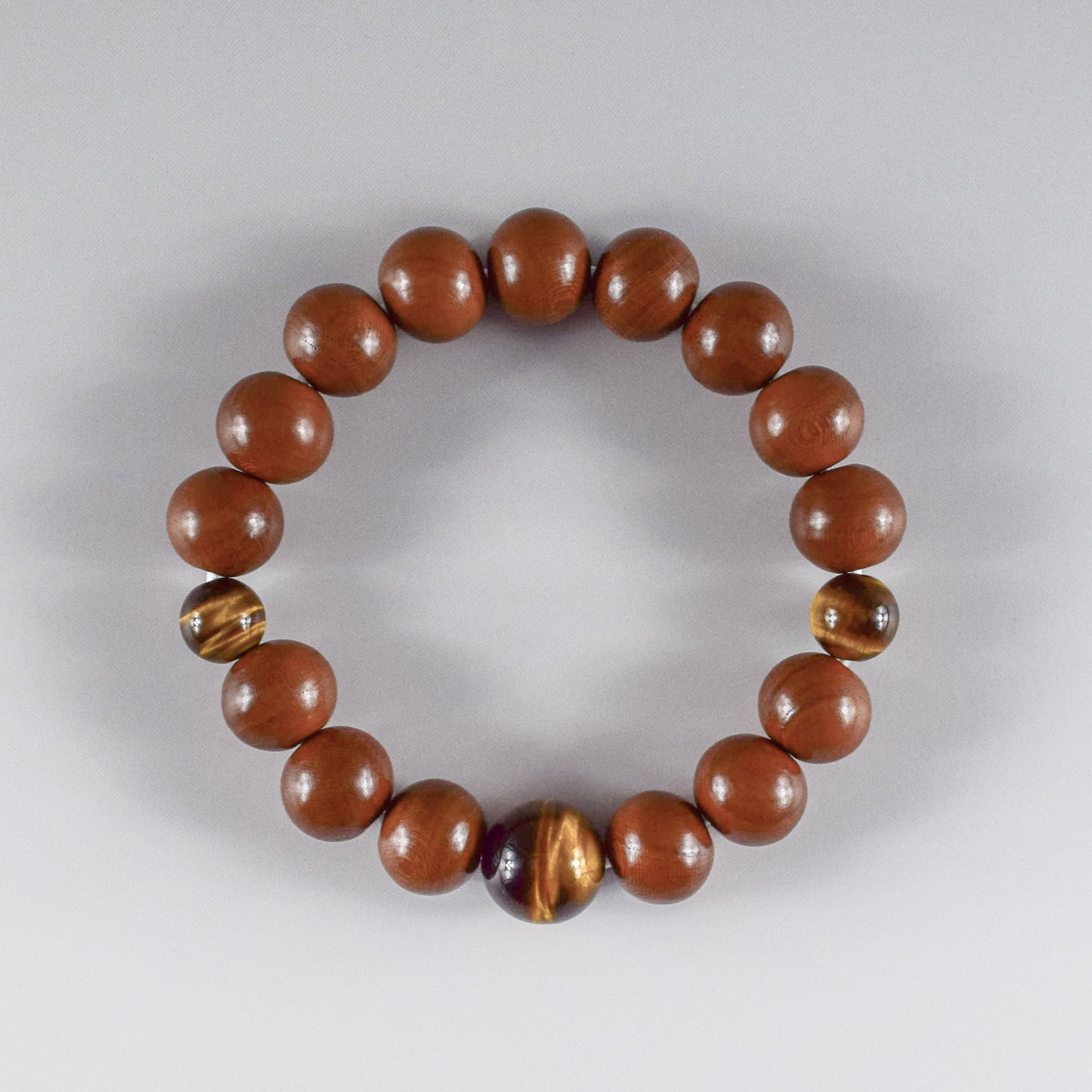 13mm Plum Wood with Brown Tiger eye Beads Japanese Bracelet – 京都